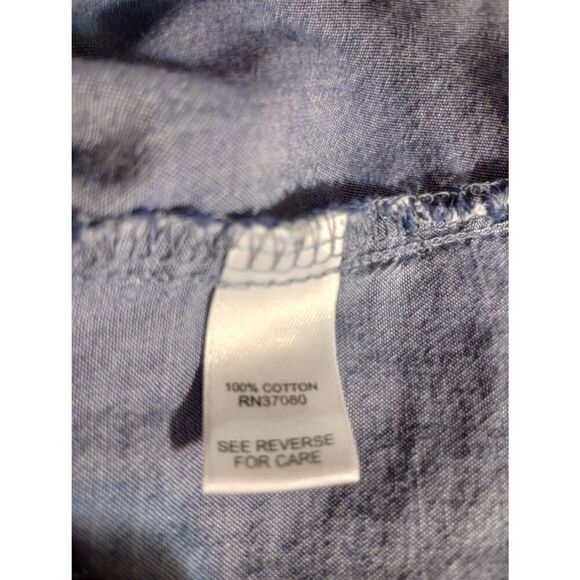 Cato Shirt Ladies 18 Button Front Chambray‎ Ruffle Western - Picture 6 of 7